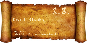 Krall Blanka névjegykártya